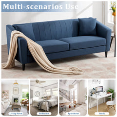 Giggy Upholstered Sofa With Channel Stitching With 2 Accent Pillows - Wooden Bazar