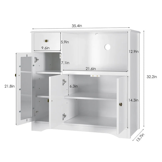 Rubby Kitchen Pantry Food Pantry wih Cupboard and Microwave Cube - Wooden bazar