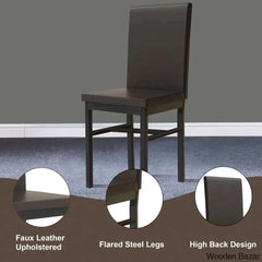 4 Seater Faux Marble Top Dining Set - Wooden Bazar