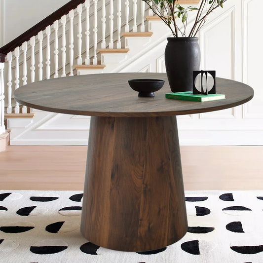 Enkore Round Pedestal Dining Table - Wooden Bazar