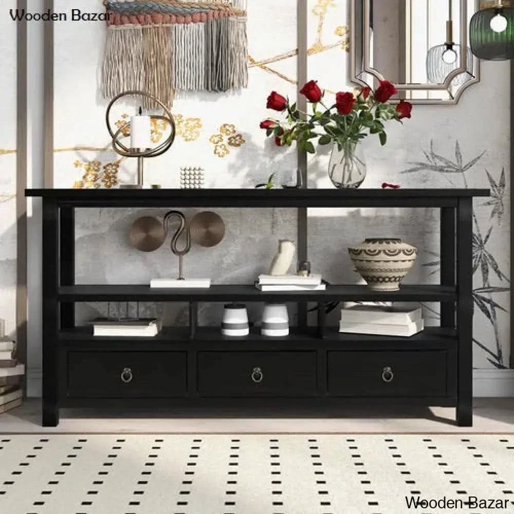 Carved Wood Accent Table - Console Table