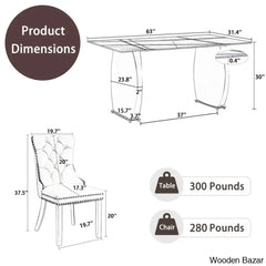 6 Seater New Stone Top Double Pedestal Dining Set