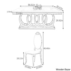8 Seater Stylish Faux Marble Top Pedestal Dining Set