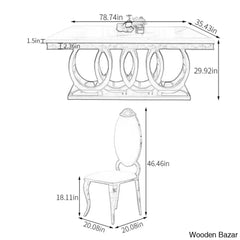 8 Seater Stylish Faux Marble Top Pedestal Dining Set