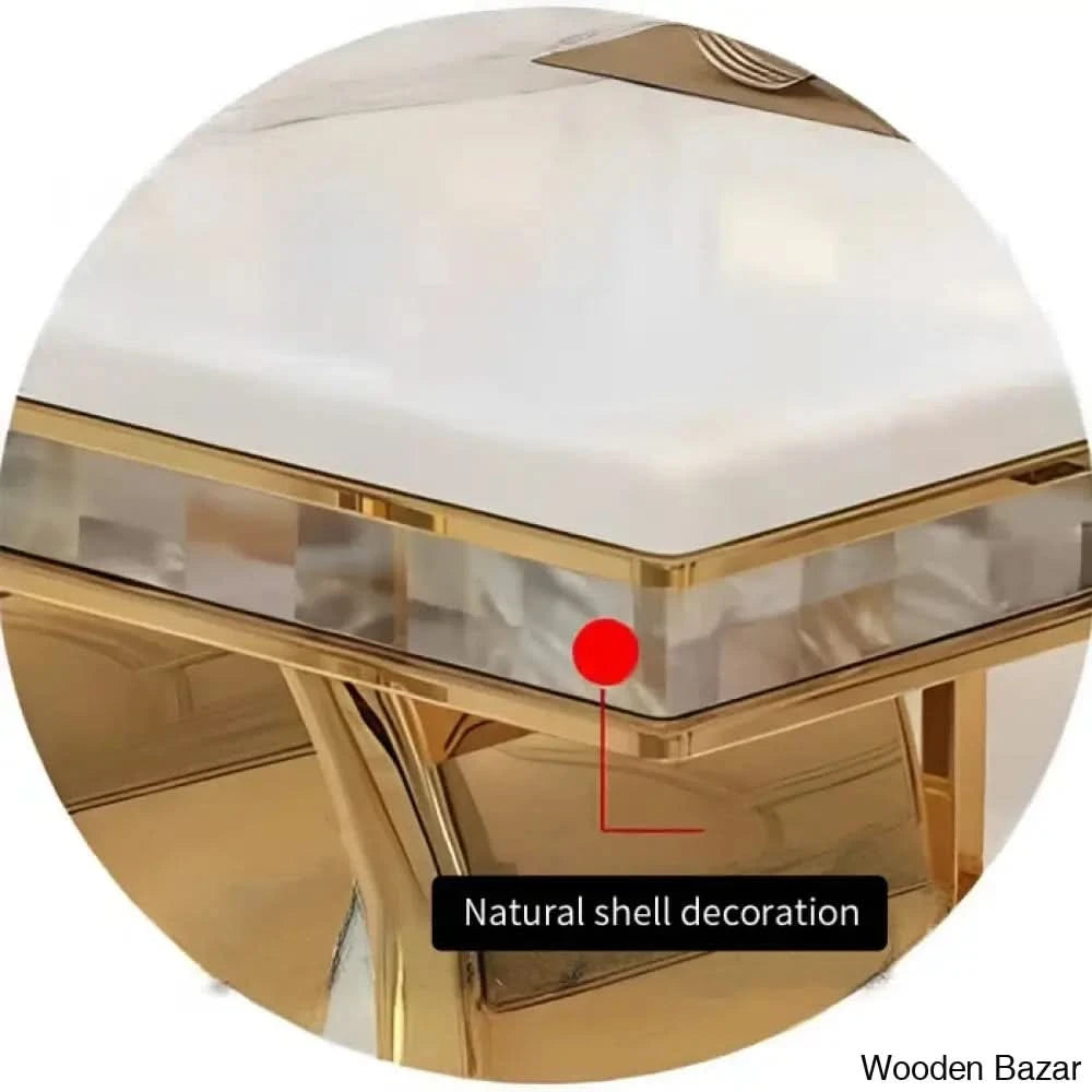 8 Seater Stylish Faux Marble Top Pedestal Dining Set