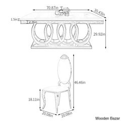 8 Seater Stylish Faux Marble Top Pedestal Dining Set