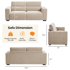 Hikky Deep Seat 2 Seater Sofa with Wooden Frame - Wooden Bazar
