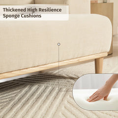 Dinok Modern Sofa Chenille Wooden Upholstered Couch - Wooden Bazar