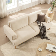 Dinok Modern Sofa Chenille Wooden Upholstered Couch - Wooden Bazar