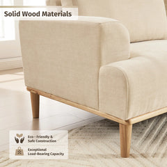 Dinok Modern Sofa Chenille Wooden Upholstered Couch - Wooden Bazar