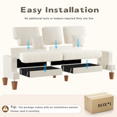 Corduroy Sofa with 3 Seats No Tool Assembly Solid Wood Frame and Solid Wood Legs