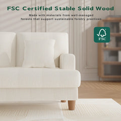 Corduroy Sofa with 3 Seats No Tool Assembly Solid Wood Frame and Solid Wood Legs