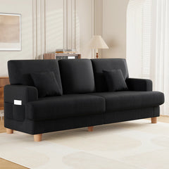Corduroy Sofa with 3 Seats No Tool Assembly Solid Wood Frame and Solid Wood Legs