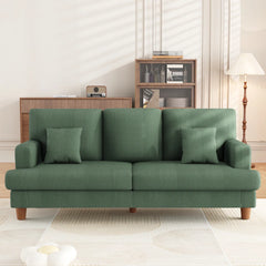 Corduroy Sofa with 3 Seats No Tool Assembly Solid Wood Frame and Solid Wood Legs