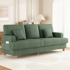 Corduroy Sofa with 3 Seats No Tool Assembly Solid Wood Frame and Solid Wood Legs