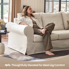 Sinkir 3 Seater Sofa With Rolled Arm Slipcovered Sofas For Living Room