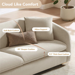 Divaag Upholstered Modern Curved Chenille Sofa with Unique Wood Legs