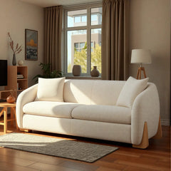 Divaag Upholstered Modern Curved Chenille Sofa with Unique Wood Legs