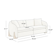 Divaag Upholstered Modern Curved Chenille Sofa with Unique Wood Legs