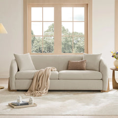 Divaag Upholstered Modern Curved Chenille Sofa with Unique Wood Legs
