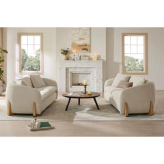 Divaag Upholstered Modern Curved Chenille Sofa with Unique Wood Legs