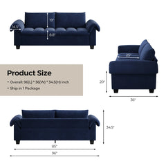 Wimpik Upholstered Sofa With Wood Legs - Wooden bazar