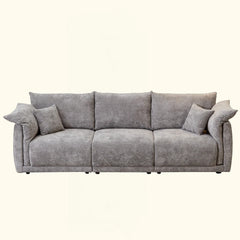 Nakki Modern 3-Seater Linen Sofa with Soft Arm Pillows for Living Room & Office