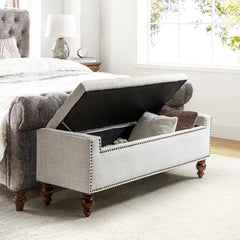 Flip Top Storage Bench with Solid Wood Spindle Legs - Wooden Bazar