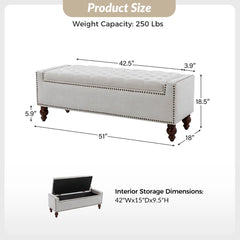 Flip Top Storage Bench with Solid Wood Spindle Legs - Wooden Bazar