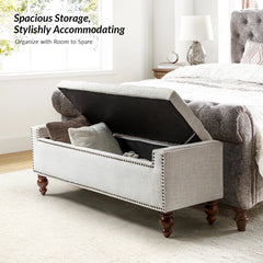 Flip Top Storage Bench with Solid Wood Spindle Legs - Wooden Bazar