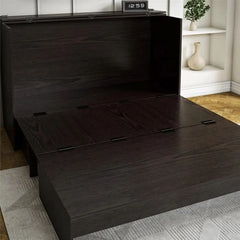 Queen Cabinet Bed With Storage Drawer - Wooden Bazar