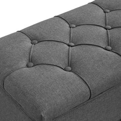 Linen Upholstered Storage Bench - Wooden Bazar