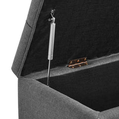 Linen Upholstered Storage Bench - Wooden Bazar