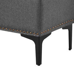 Linen Upholstered Storage Bench - Wooden Bazar