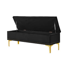 Linen Upholstered Storage Bench - Wooden Bazar