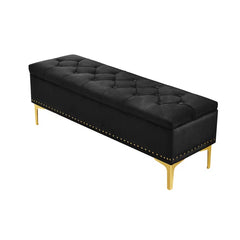 Linen Upholstered Storage Bench - Wooden Bazar