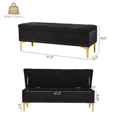 Linen Upholstered Storage Bench - Wooden Bazar