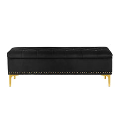 Linen Upholstered Storage Bench - Wooden Bazar