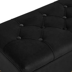 Linen Upholstered Storage Bench - Wooden Bazar