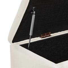 Linen Upholstered Storage Bench - Wooden Bazar