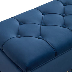 Linen Upholstered Storage Bench - Wooden Bazar