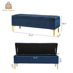 Linen Upholstered Storage Bench - Wooden Bazar