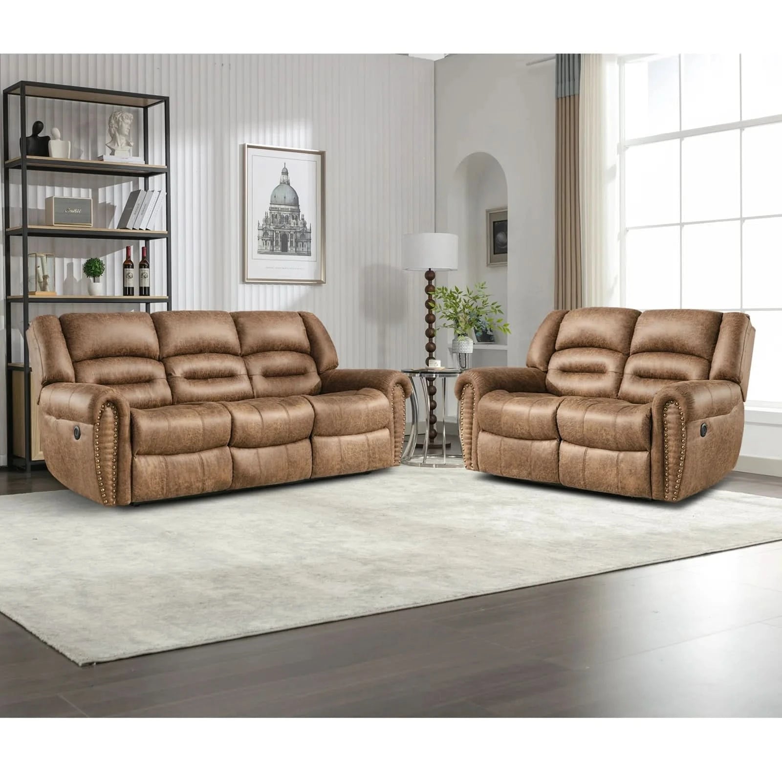 Caedine Piece Classic and Overstuffed Soft Vegan Leather Power Rec