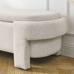 Oval Fabric Upholstered Storage Ottoman - Wooden Bazar