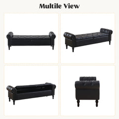 Pirox Faux Leather Upholstered storage Bench - Wooden Bazar