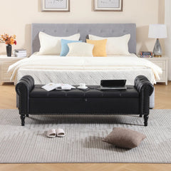 Pirox Faux Leather Upholstered storage Bench - Wooden Bazar