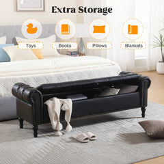 Pirox Faux Leather Upholstered storage Bench - Wooden Bazar