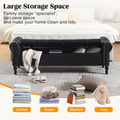 Pirox Faux Leather Upholstered storage Bench - Wooden Bazar