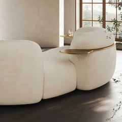 Shikar Curved Modern 3-Seater Sofa with Built-In Gold Tray - Wooden Bazar