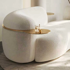 Shikar Curved Modern 3-Seater Sofa with Built-In Gold Tray - Wooden Bazar